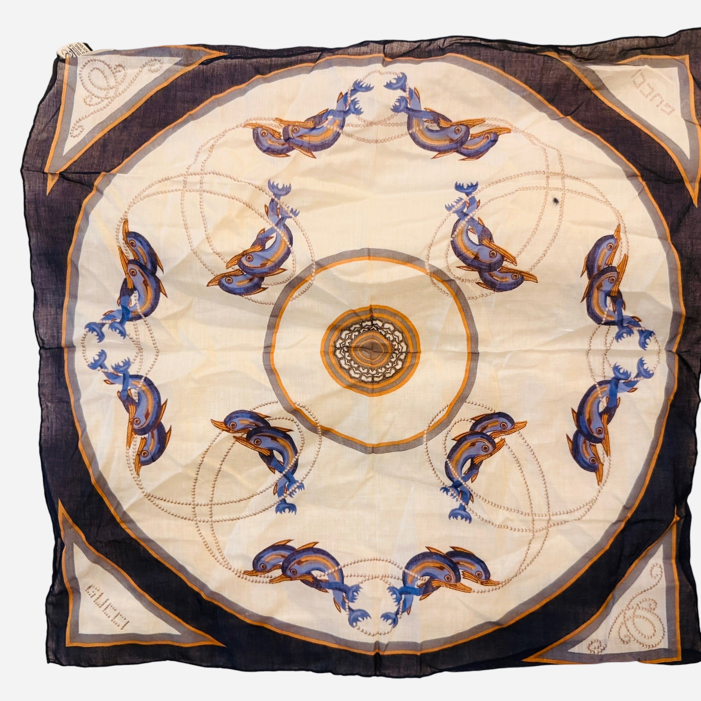 Gucci Fish Print Cotton Scarf