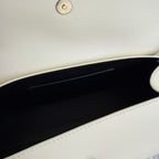 Jil Sander Ivory Leather Shoulder Bag with Sculptural Silver Hardware