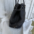 Prada Black Pebbled Leather Shoulder Tote