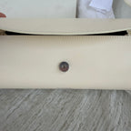 Jil Sander Ivory Leather Shoulder Bag with Sculptural Silver Hardware