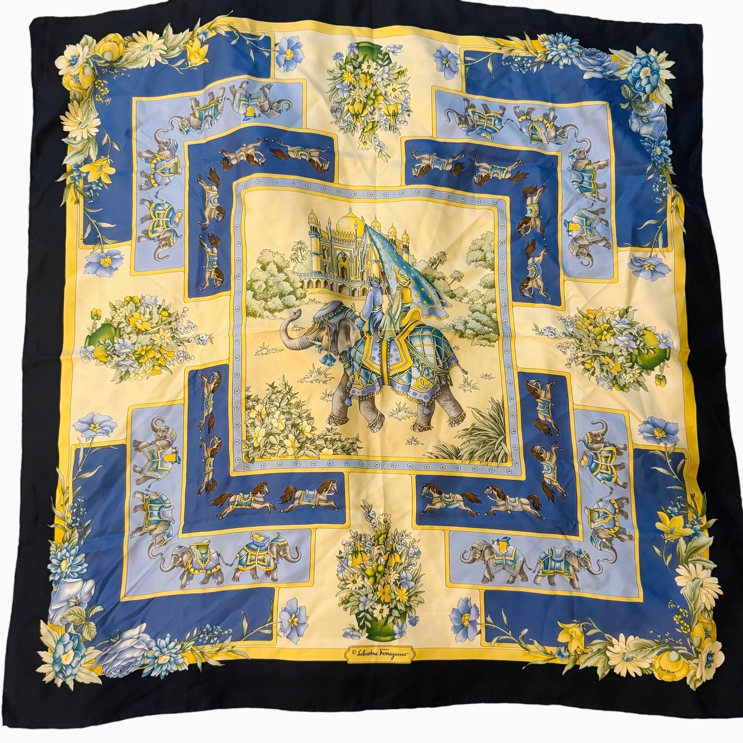 Salvatore Ferragamo Elephant & Palace Silk Scarf