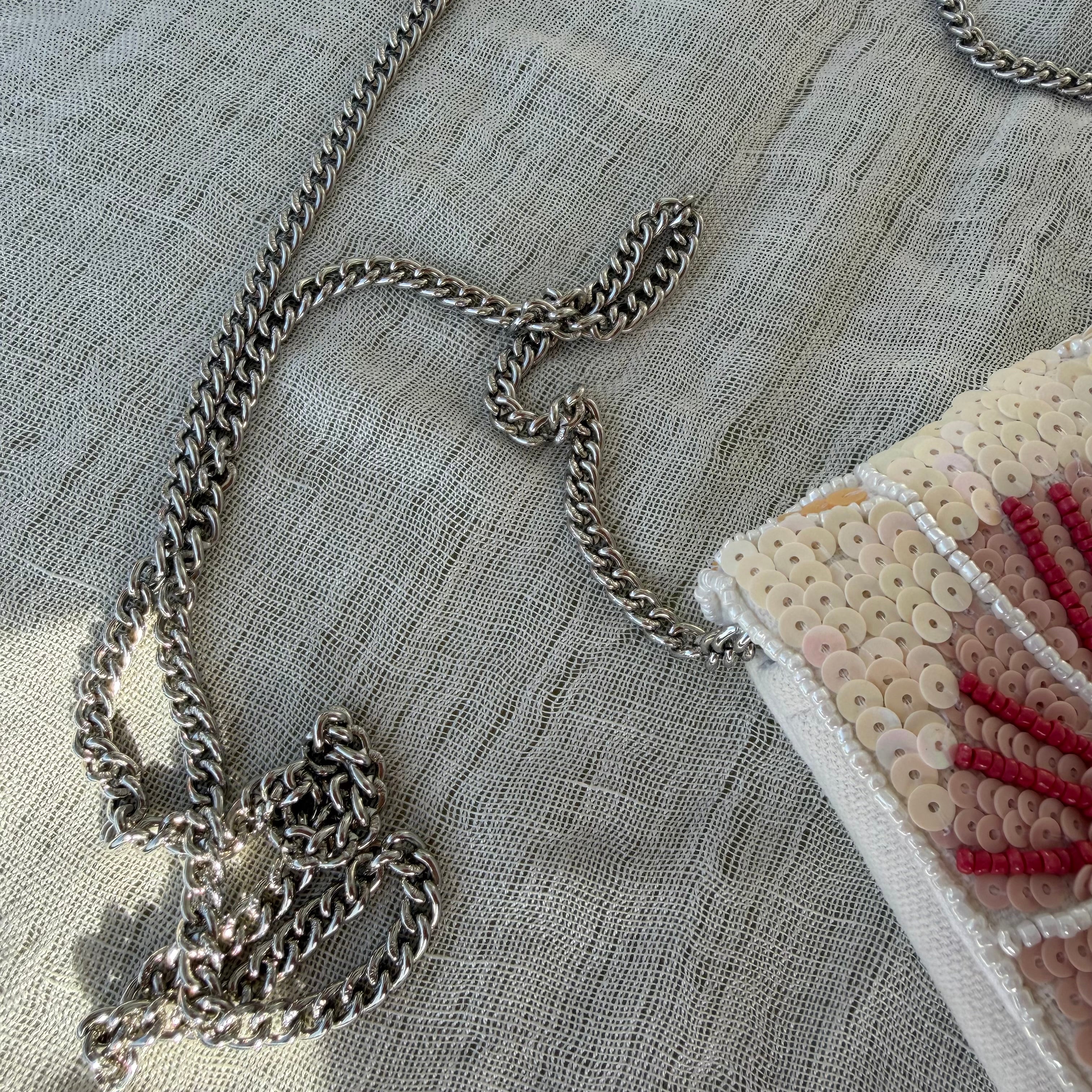 Hand-Beaded Floral Crossbody Clutch