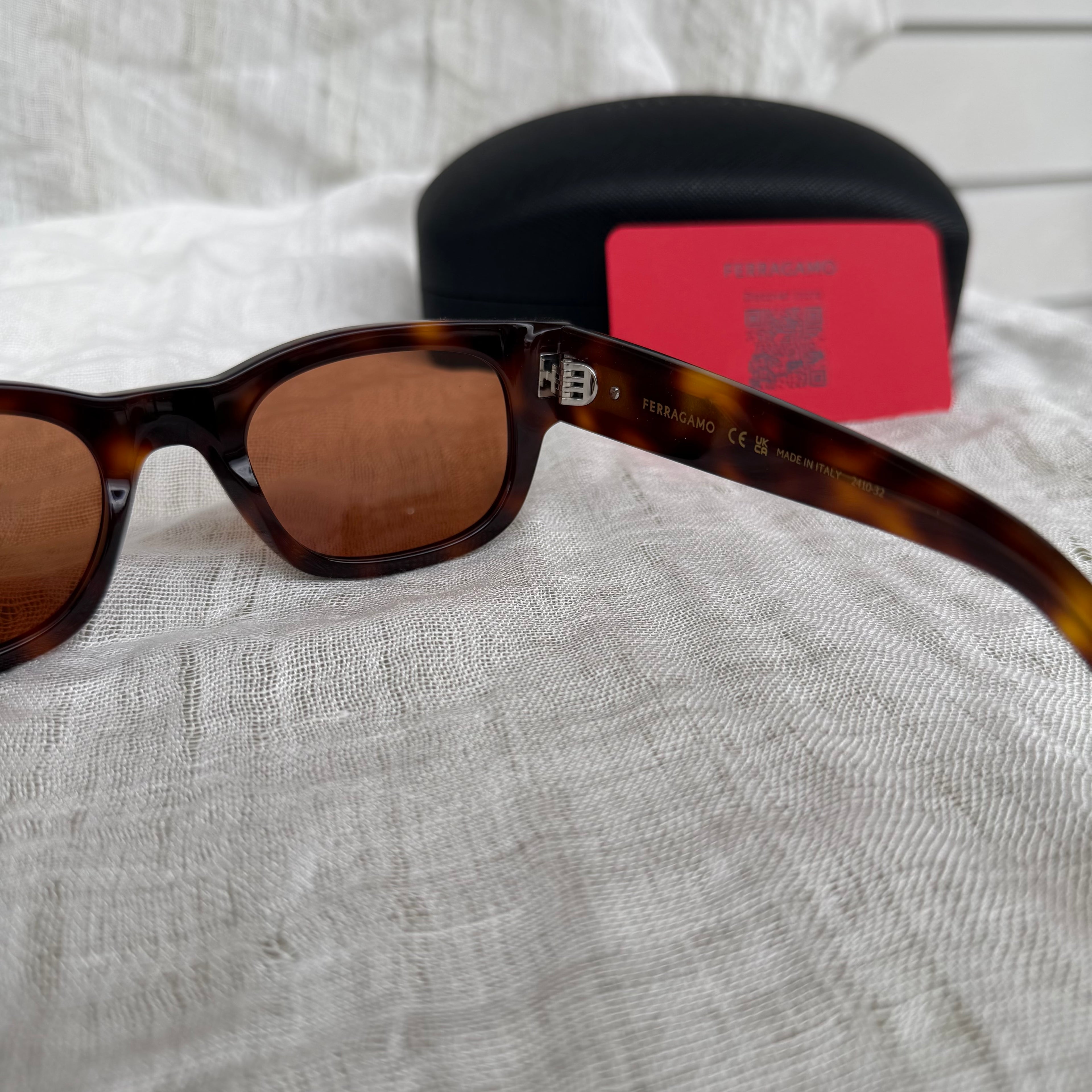 Ferragamo Tortoise Rectangular Sunglasses Brown Lens