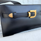 Nanushka Harmonica Black Leather Belt Shoulder Bag