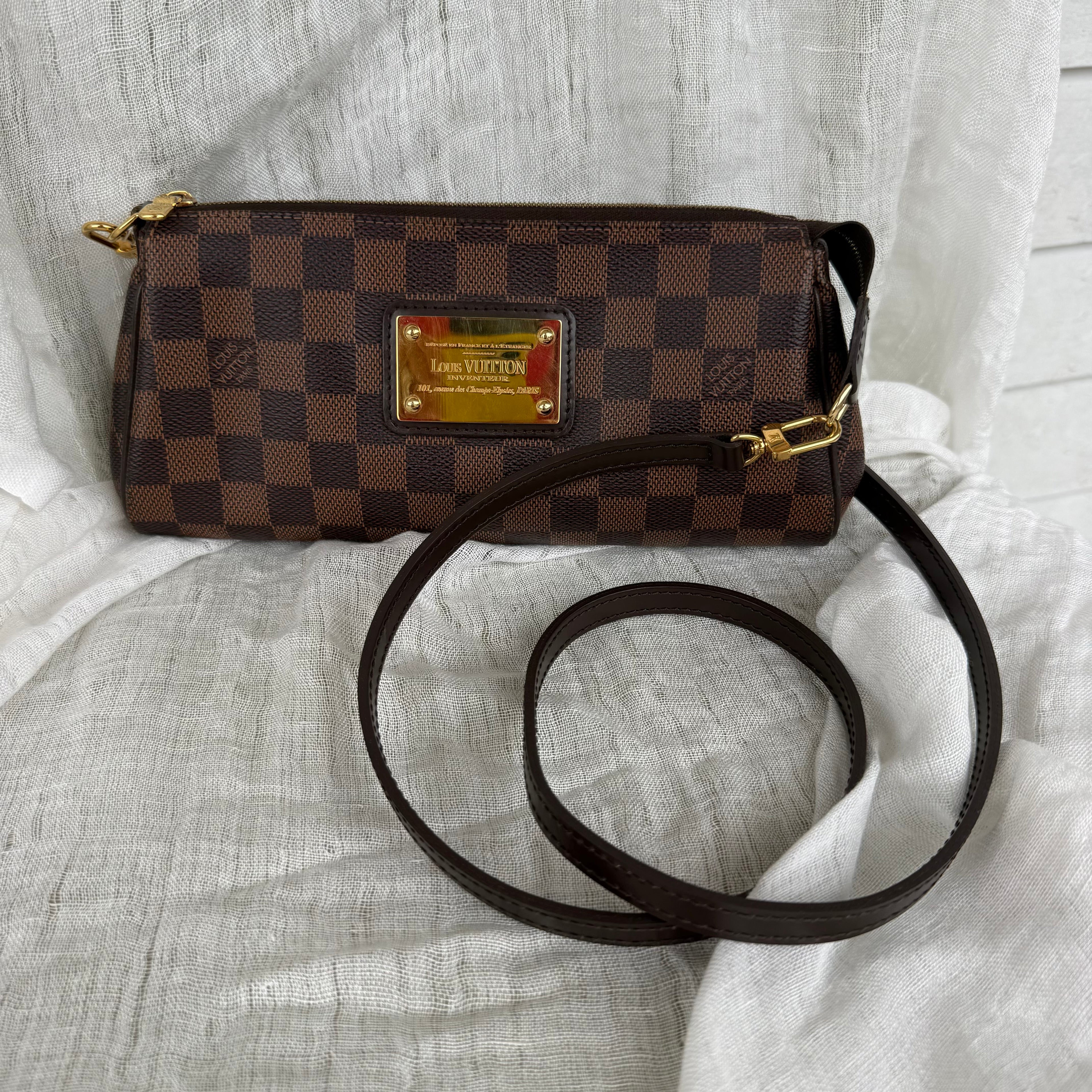 Louis Vuitton Damier Ebene Eva Clutch Crossbody Bag