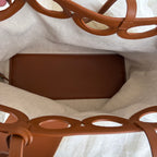 Ferragamo Raffia & Leather Cutout Tote Bag with Removable Pouch