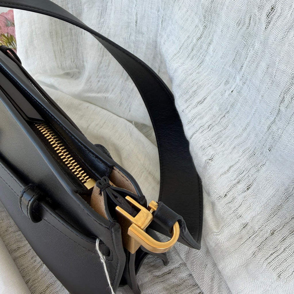Nanushka Harmonica Black Leather Belt Shoulder Bag