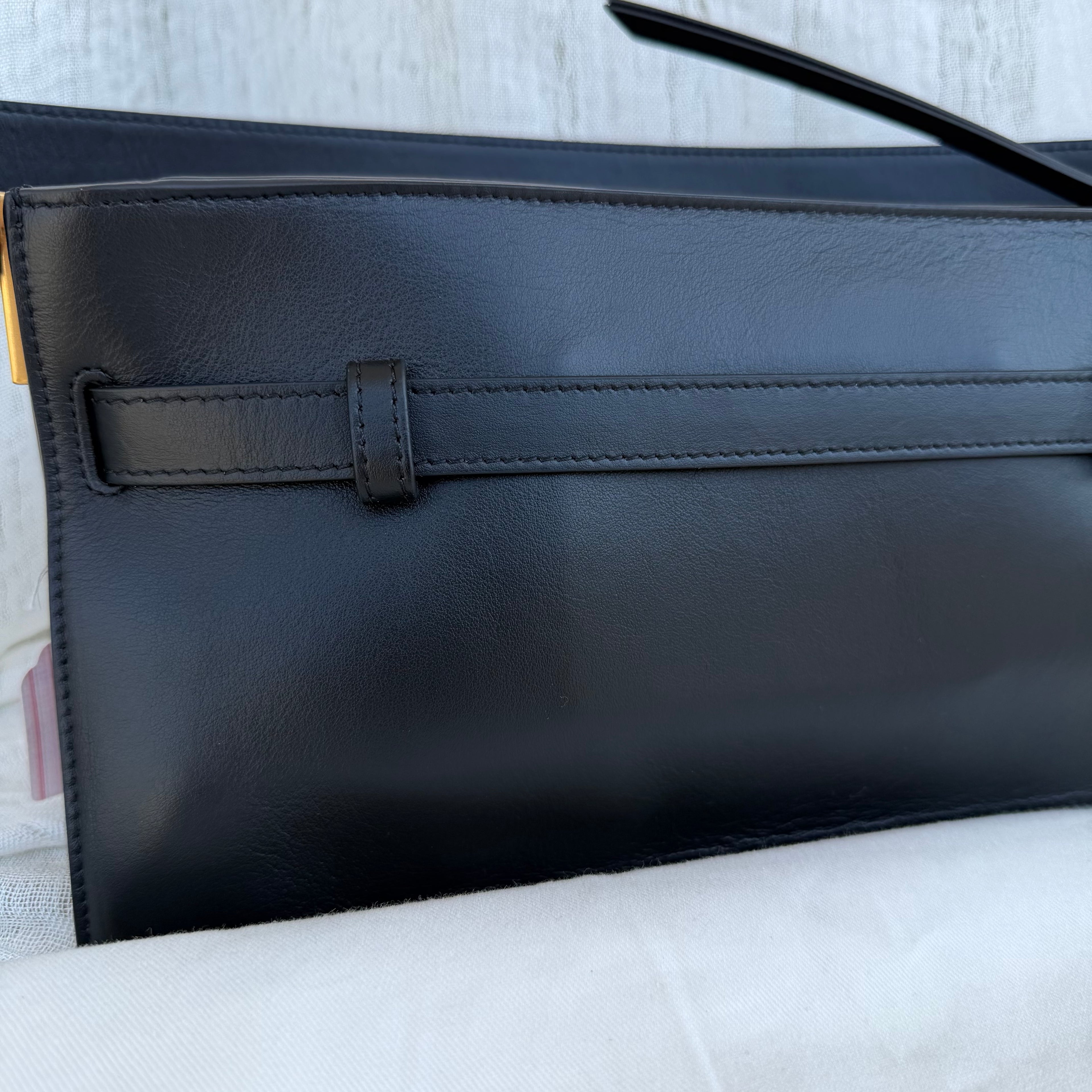 Nanushka Harmonica Black Leather Belt Shoulder Bag