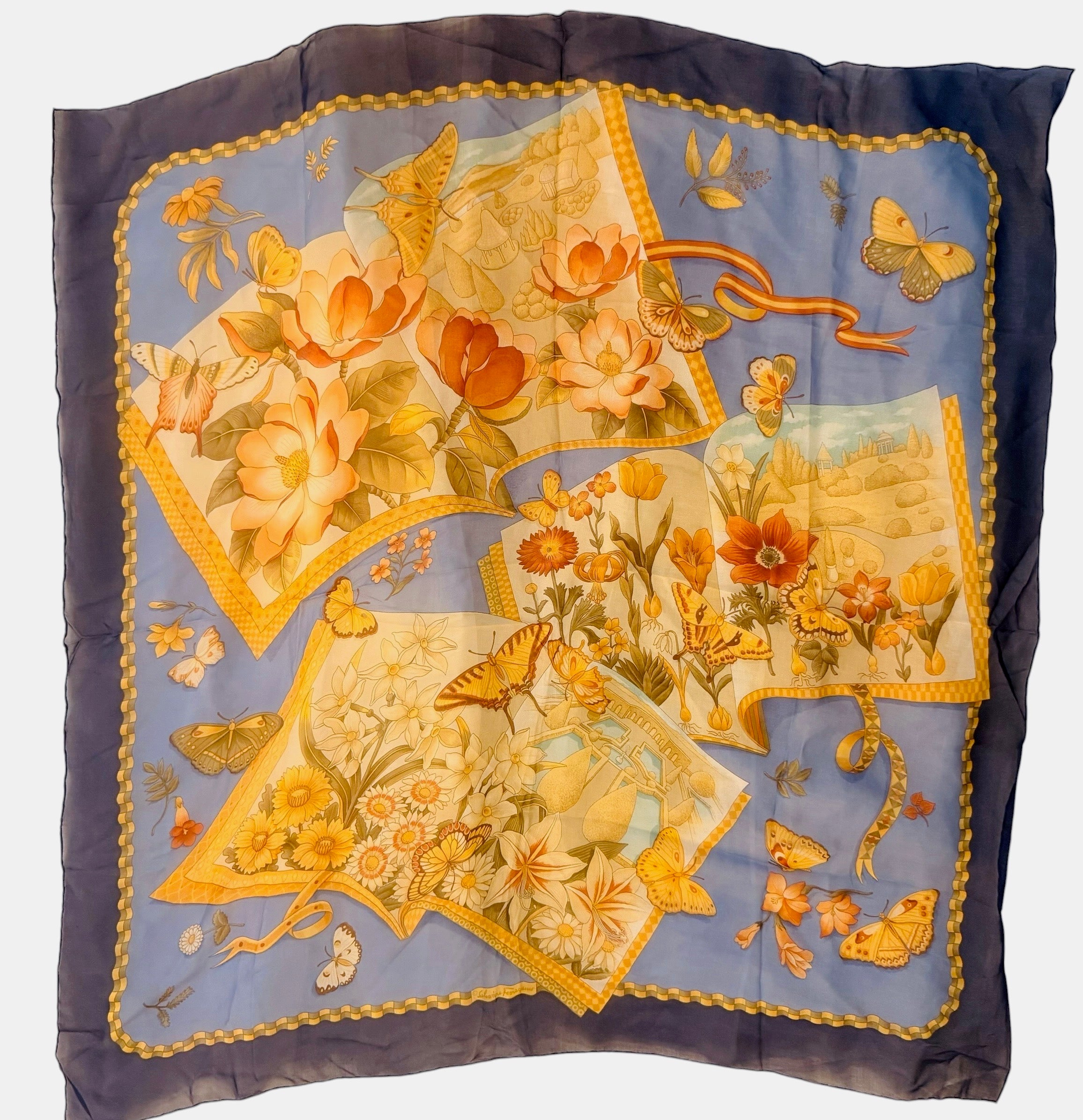 Hermès Floral Butterfly Silk Scarf
