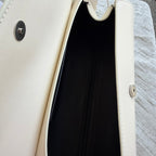Jil Sander Ivory Leather Shoulder Bag with Sculptural Silver Hardware