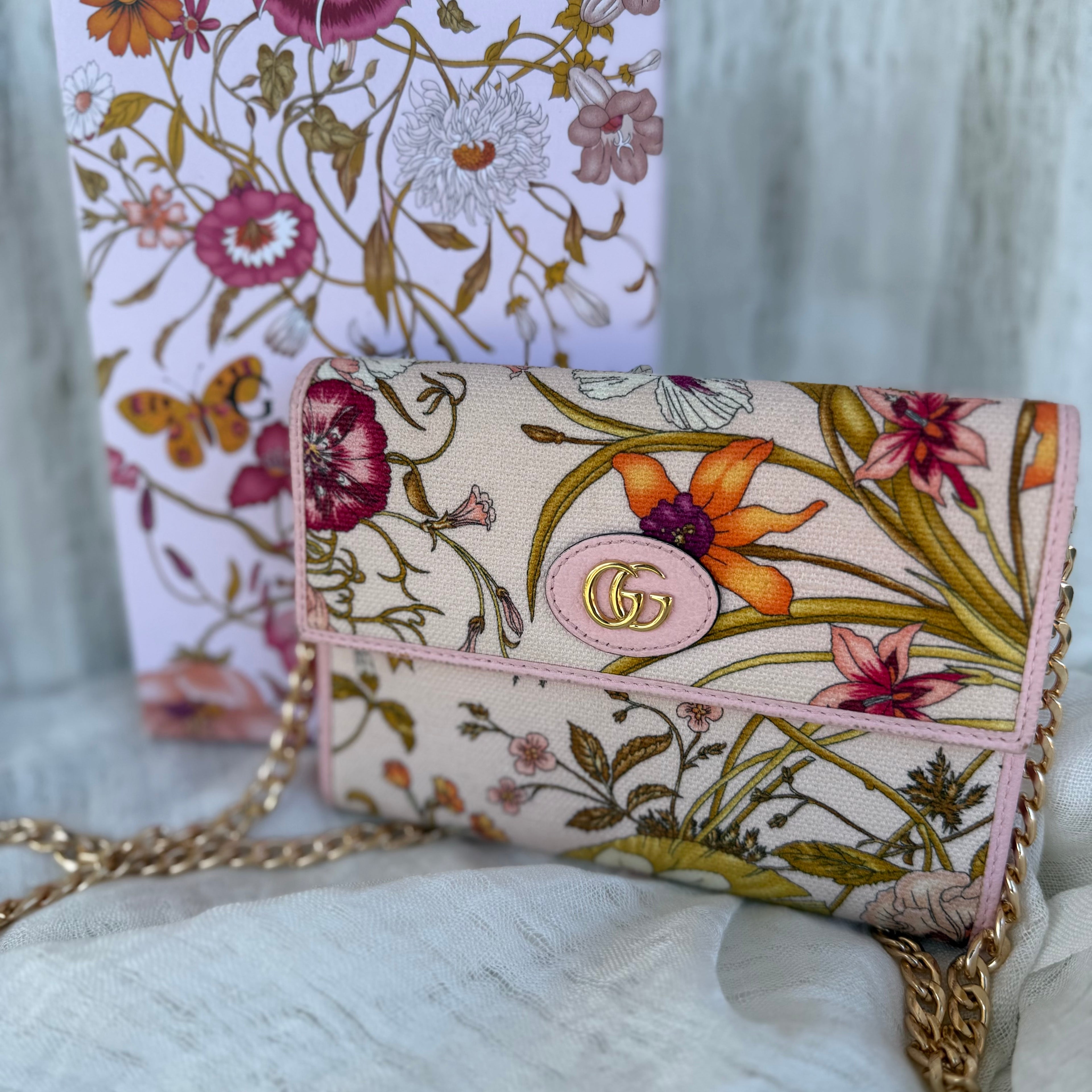 Gucci Flora GG Marmont Wallet Pink Floral Canvas