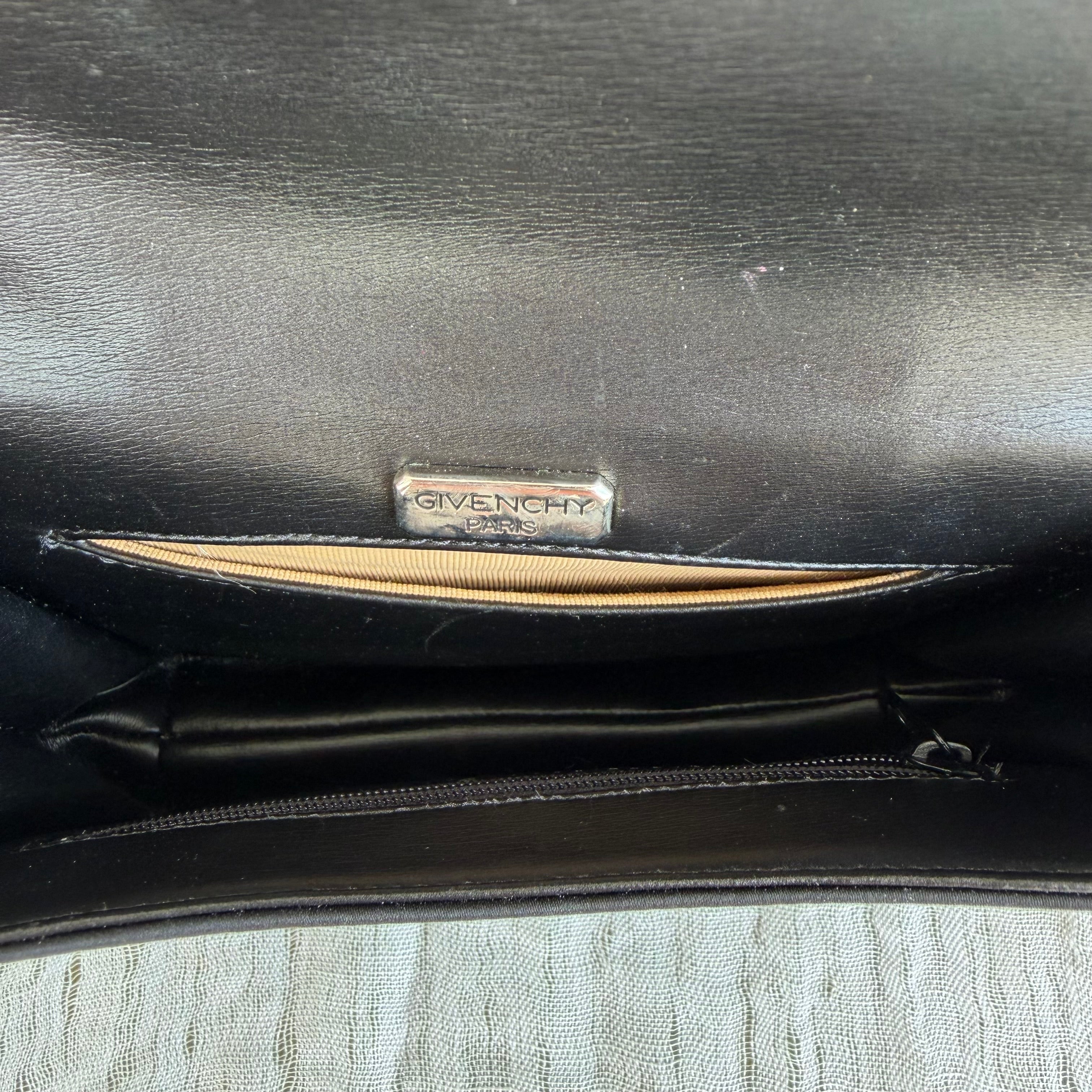 Givenchy Paris Black Satin Bow Evening Bag with Braided Strap