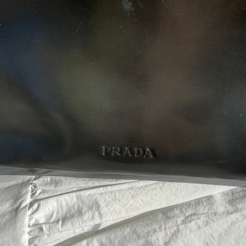 Prada Vintage Black Leather Frame Shoulder Bag