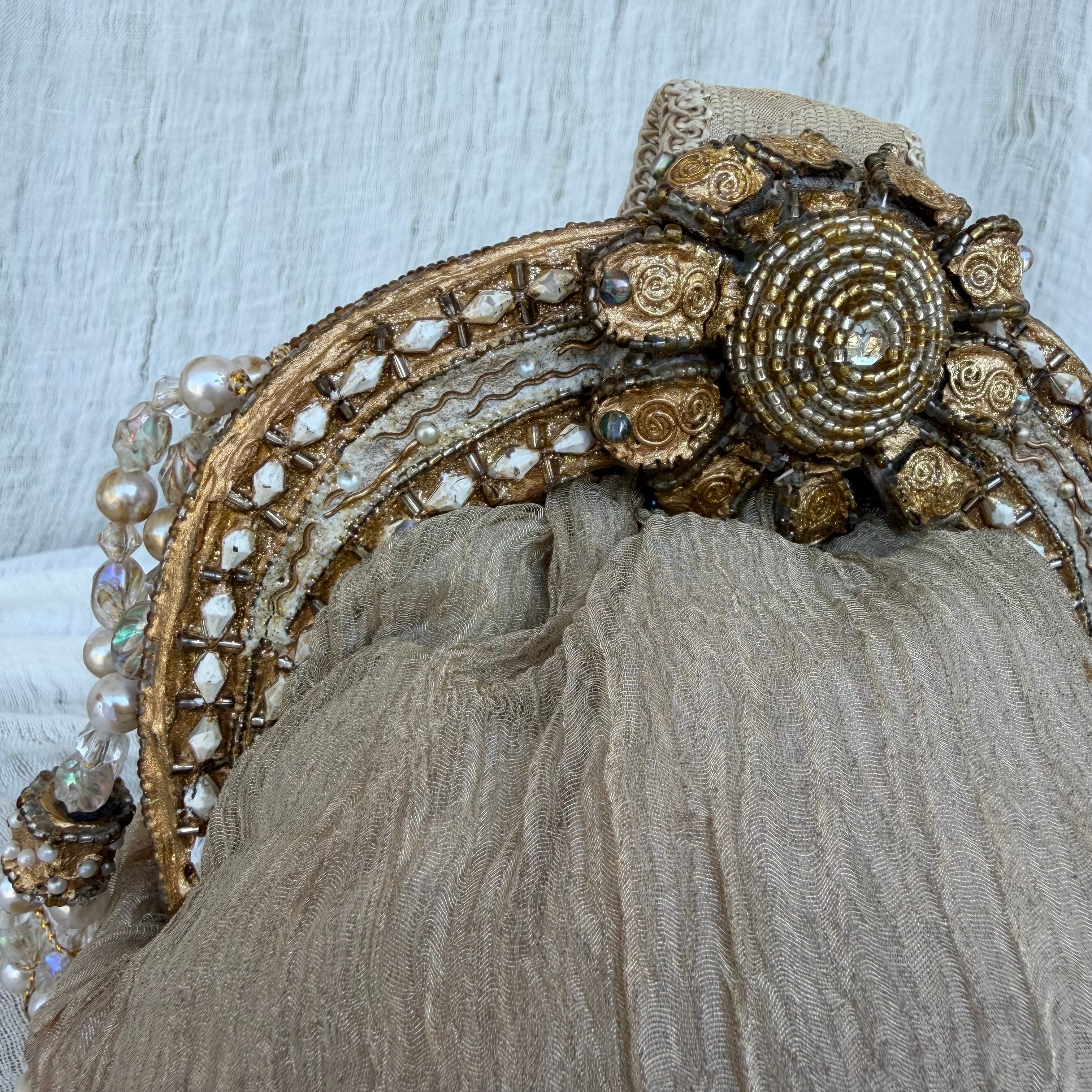 Mary Frances Vintage Beaded Evening Bag with Mother of Pearl Accents