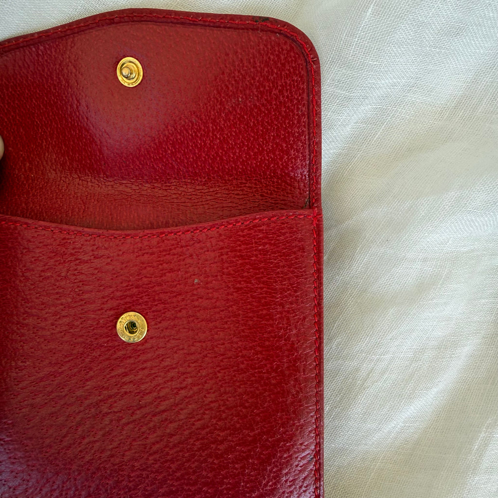 Vintage Gucci Red Leather GG Logo Compact Wallet – Made in Italy