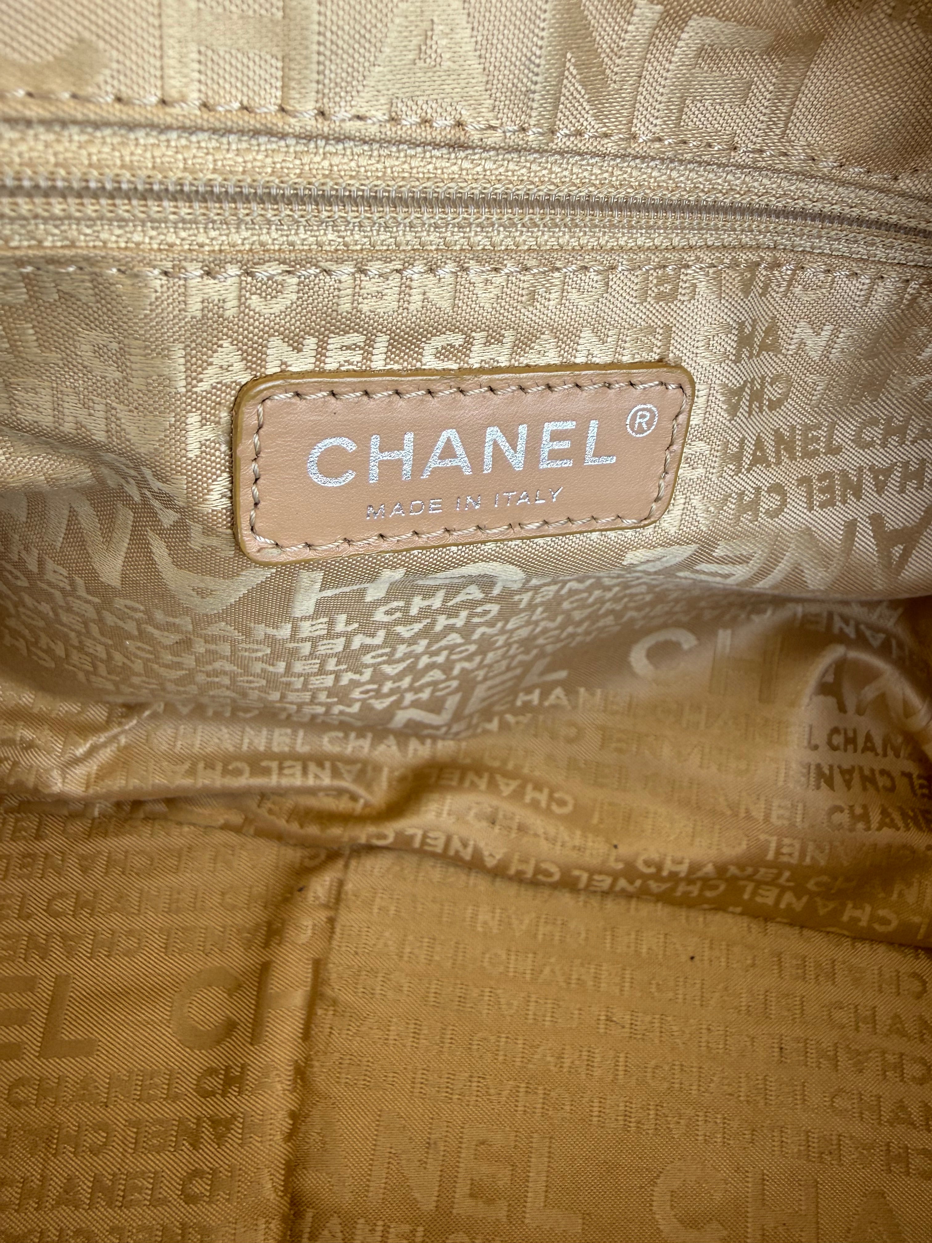 Chanel Chocolate Bar Caviar Leather Shoulder Bag Tan Silver Hardware