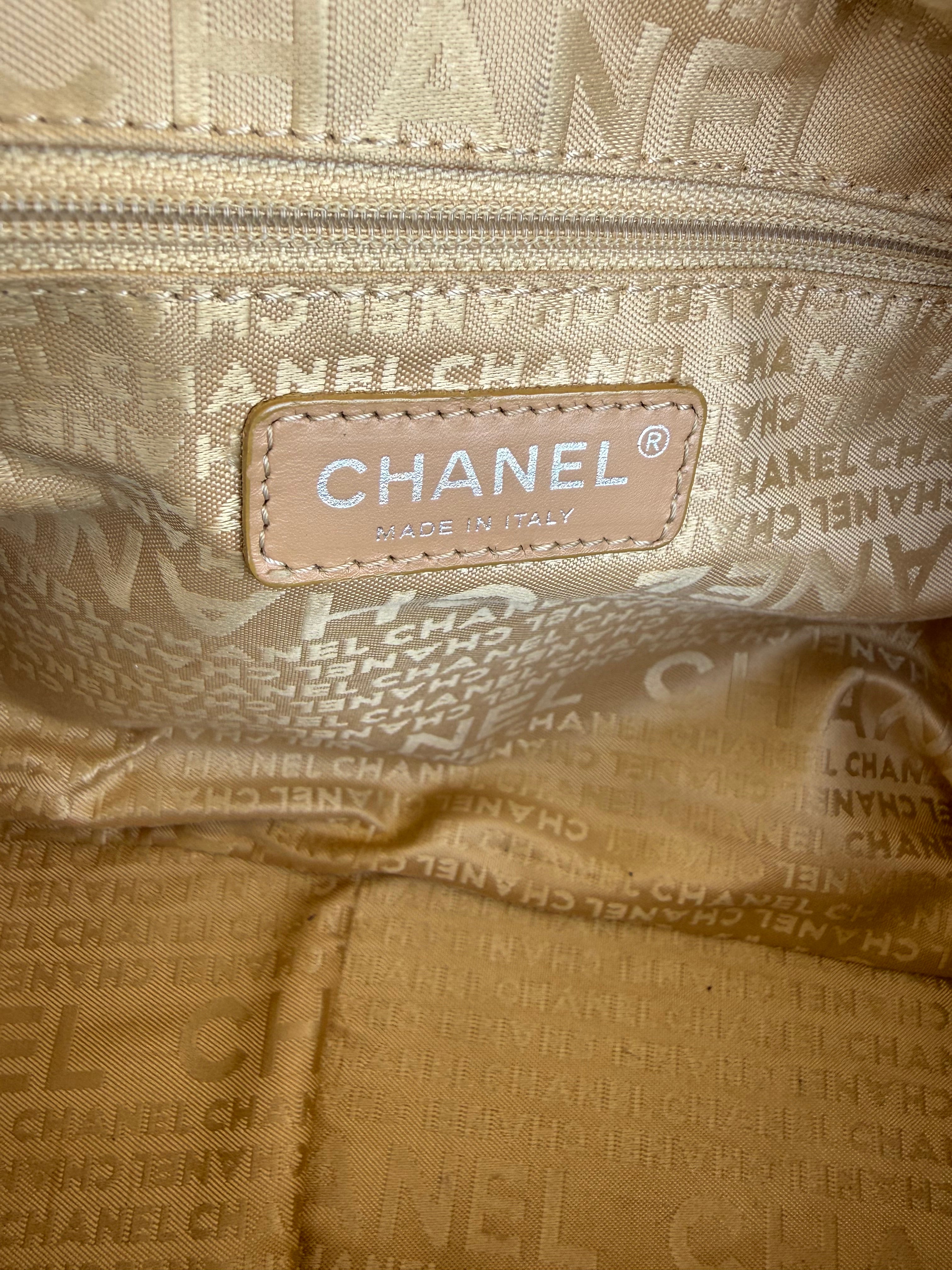 Chanel Chocolate Bar Caviar Leather Shoulder Bag Tan Silver Hardware