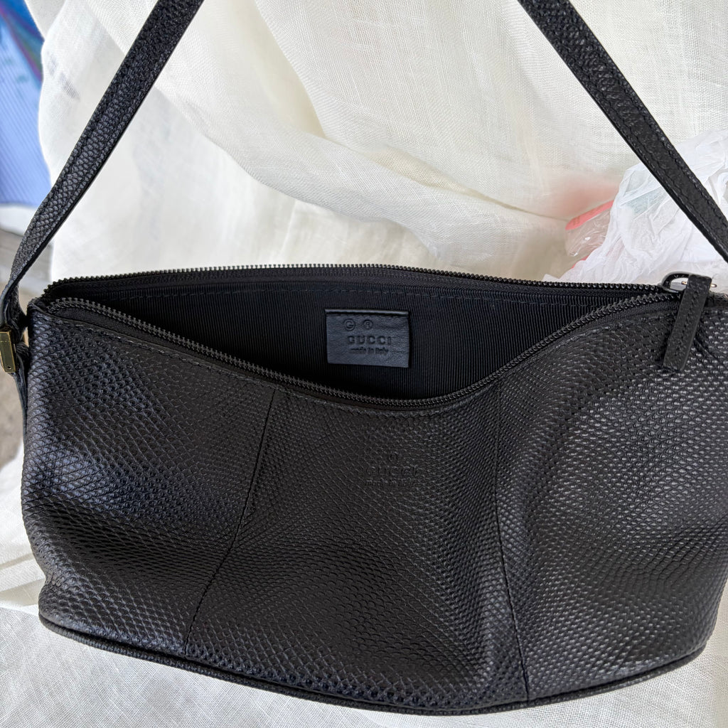 Gucci Black Textured Leather Shoulder Bag