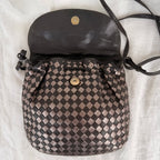 Bottega Veneta Intrecciato Bronze & Brown Woven Leather Crossbody Bag