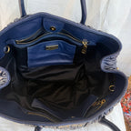 Miu Miu Blue Matelassé Leather Tote Bag