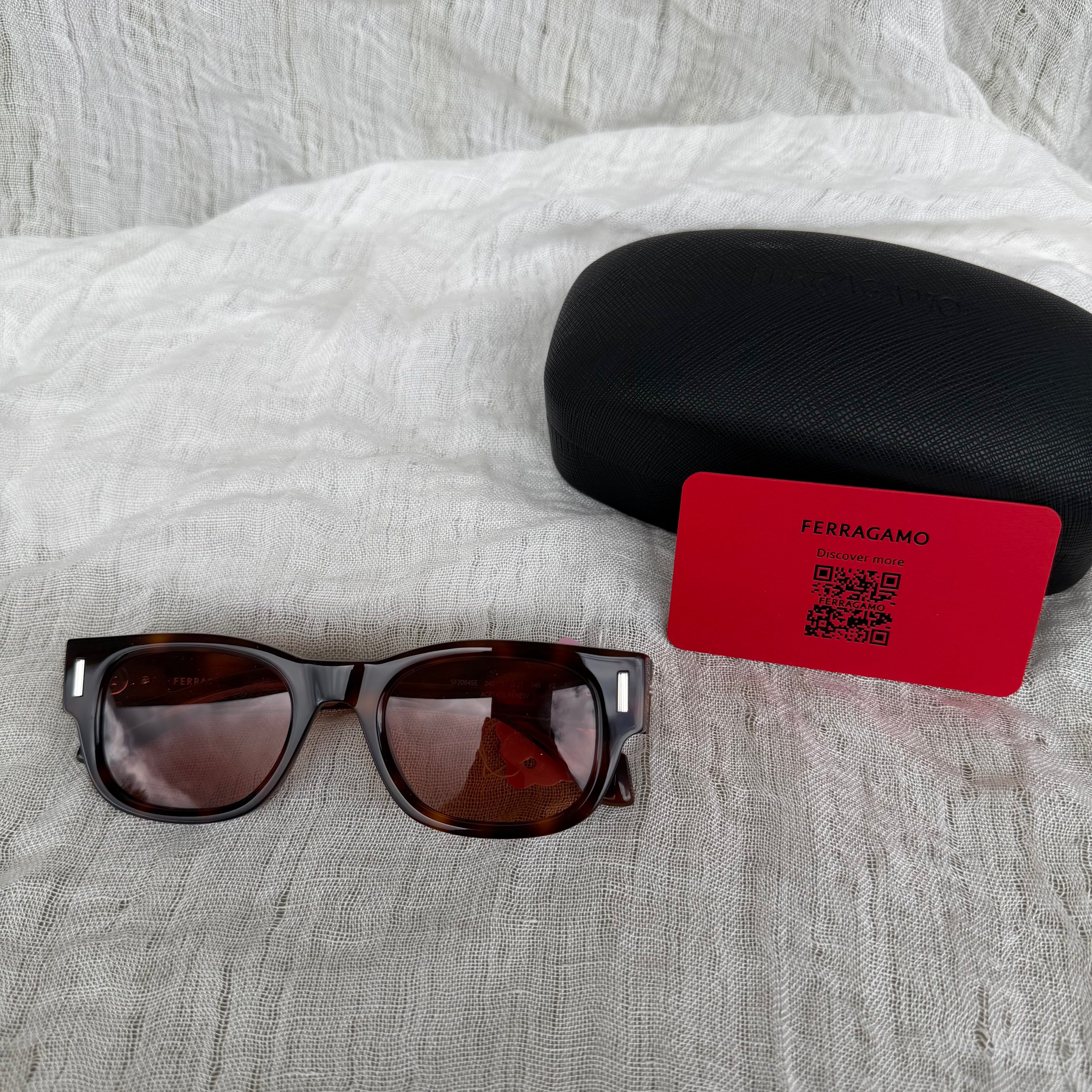 Ferragamo Tortoise Rectangular Sunglasses Brown Lens