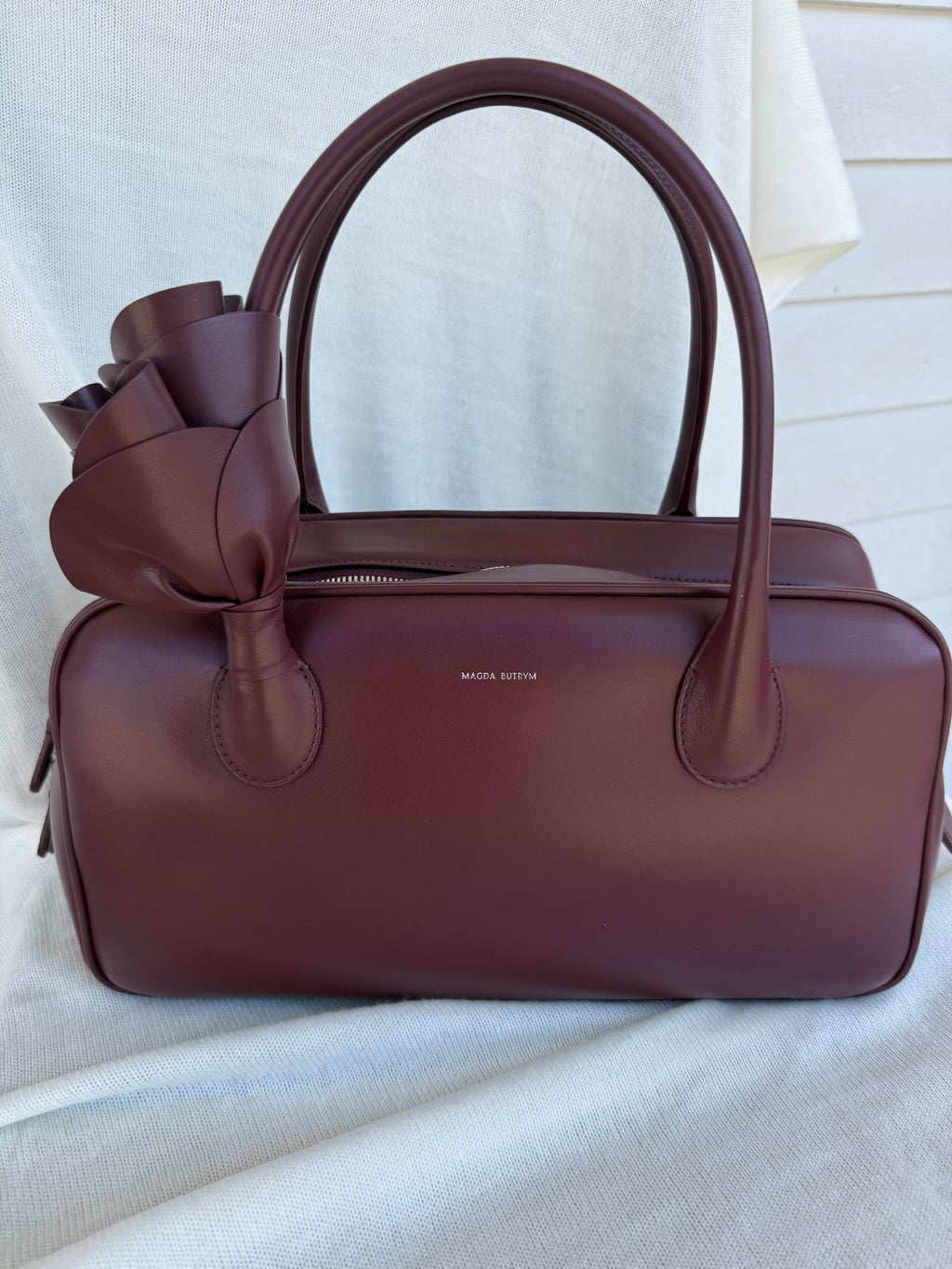 Magda Butrym Burgundy Leather Bow Handbag | New in Box
