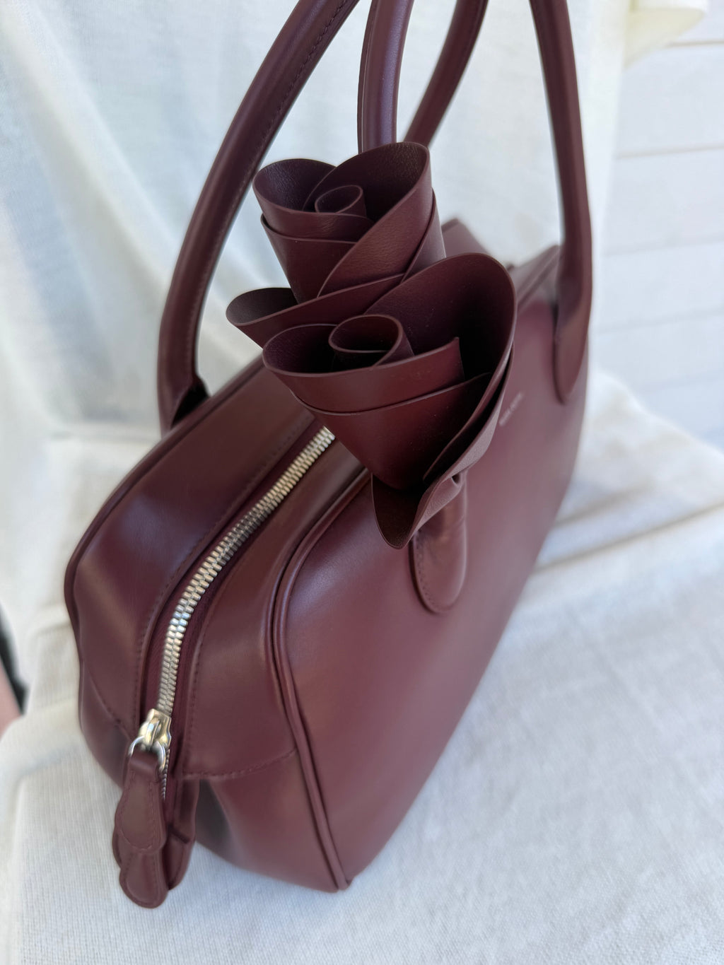 Magda Butrym Burgundy Leather Bow Handbag | New in Box