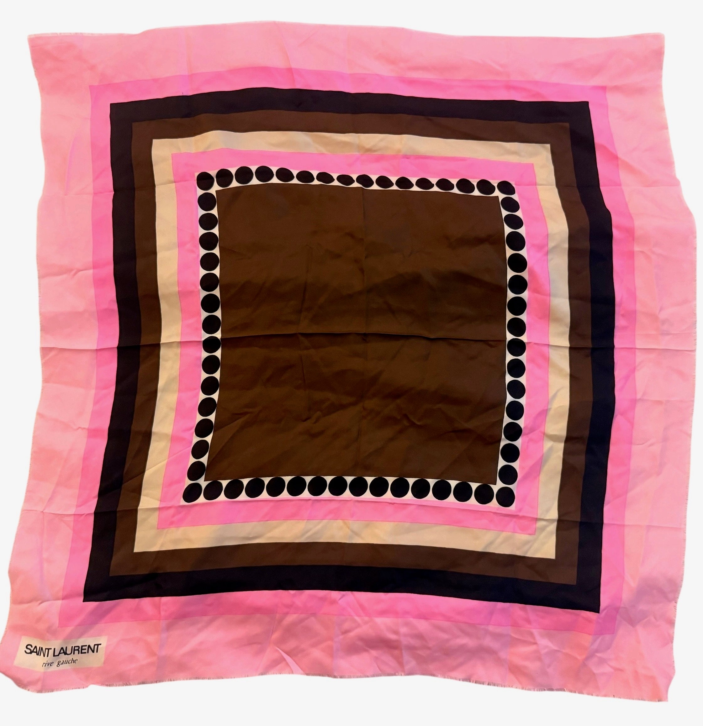 Saint Laurent Rive Gauche Pink Geometric Silk Scarf
